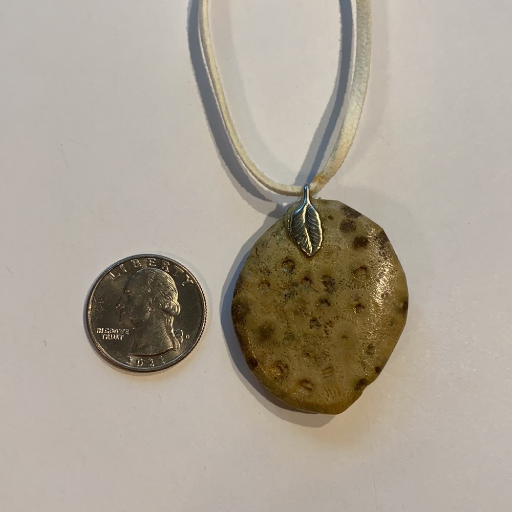 Petoskey Stone Fabric Chain 18” Necklace Jewelry - Picture 11 of 11